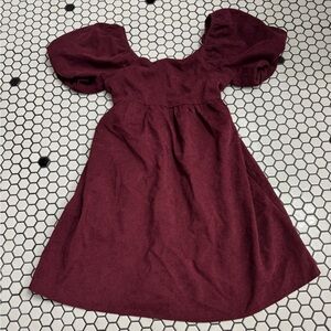 Hello franki Burgundy Kids corduroy Dress w pockets  size medium